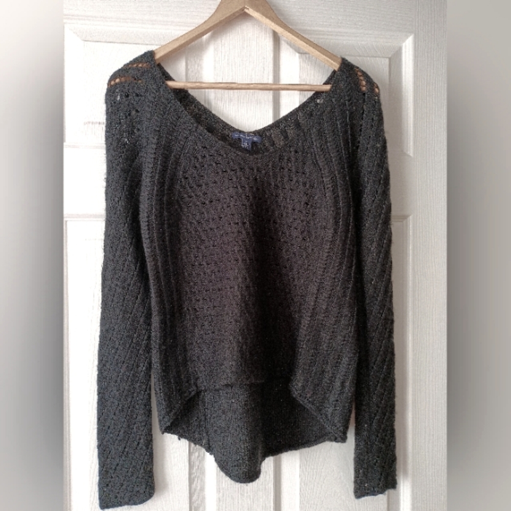 AMERICAN EAGLE Women's Black Sparkle Sweater Fall Winter Casual